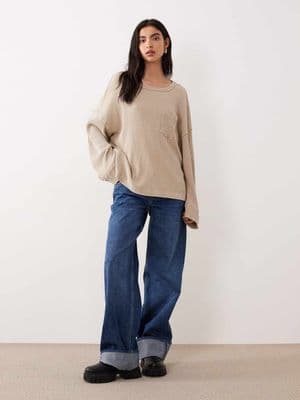 Free People dawson pocket detail waffle knit top