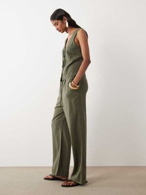 Miss Selfridge linen blend pull on pants