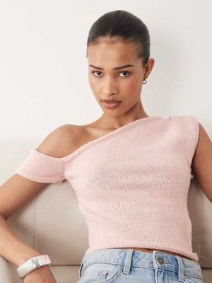 Cotton On textured asymmetric neck knit top