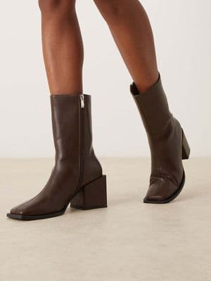 Glamorous block heel square toe boots