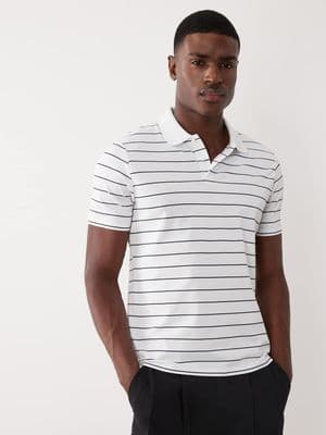 Mango short sleeve striped polo T-shirt