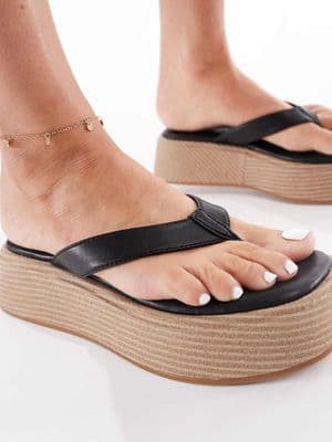 London Rebel thong flatform espadrille sandals