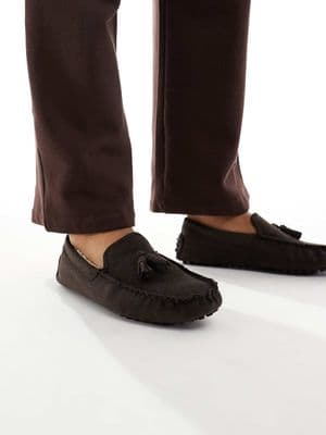 SEQWL faux fur lined ruched moccasins