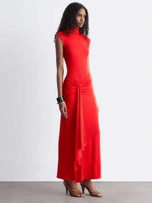 & Other Stories sleeveless tie waist midi dress bright red