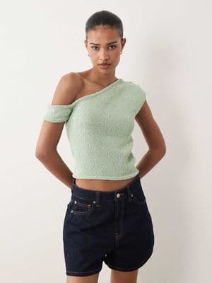 Cotton On textured asymmetric neck knit top
