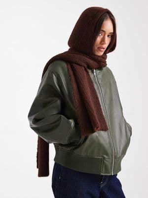 Object super soft knitted hooded scarf