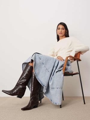 ARRANGE Noa premium leather western knee boots