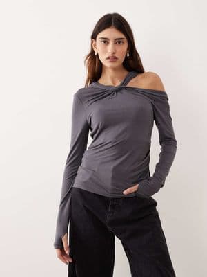 ARRANGE jersey twist neck long sleeve top
