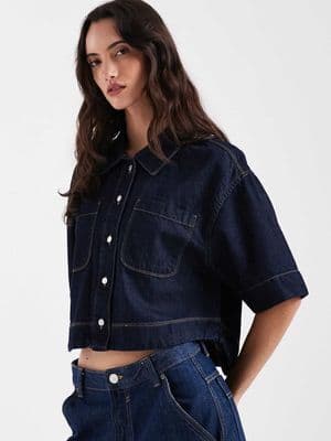 ONLY boxy cropped denim shirt