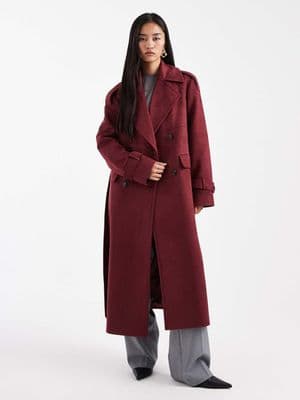 4th & Reckless faux suede double breasted belted midi trench coat