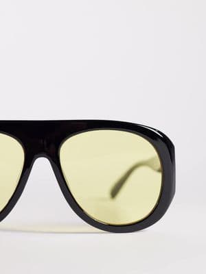 Kaiia exclusive chunky yellow lens aviator sunglasses
