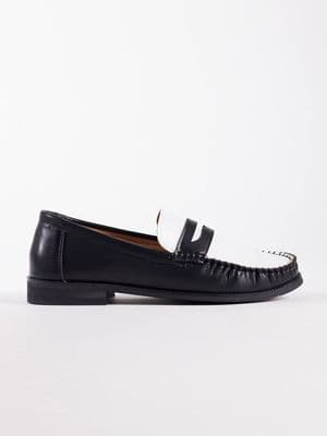 SEQWL Hero contrast rouched loafers in black/white
