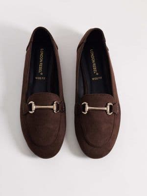 London Rebel Wide Fit Nori buckle detail loafers