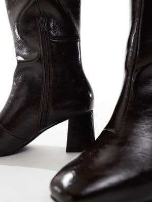 London Rebel Nova block heeled knee boots