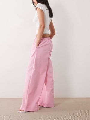 Missyempire linen blend tie waist wide leg pants
