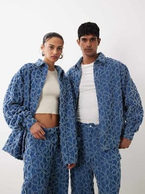Sister Jane Unisex Fleur oversized denim shirt