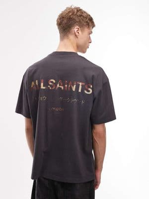 AllSaints Underground cow print logo T-shirt