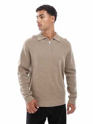 Jack & Jones premium long sleeve knit polo shirt
