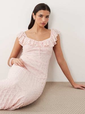 Gina Tricot frill lace maxi dress