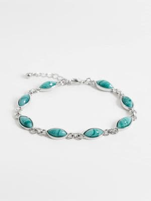 Reclaimed Vintage unisex faux moss agate chain link bracelet