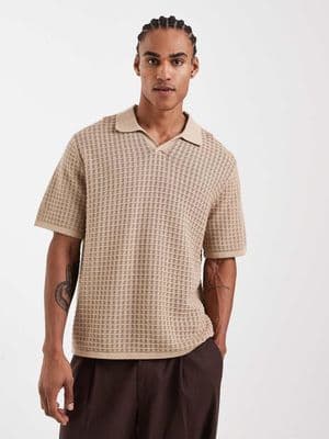 Jack & Jones split neck knit polo shirt