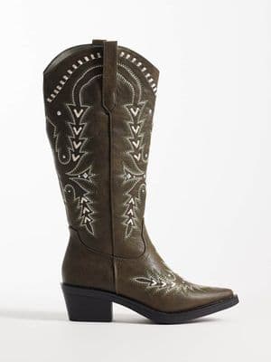 Glamorous embroidered western knee boots