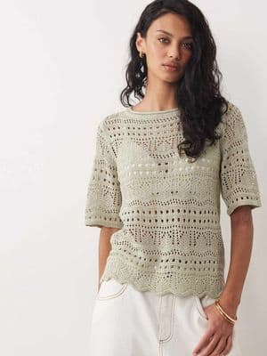 JDY crochet open knit half sleeve top