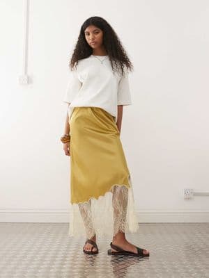 Reclaimed Vintage satin midi skirt