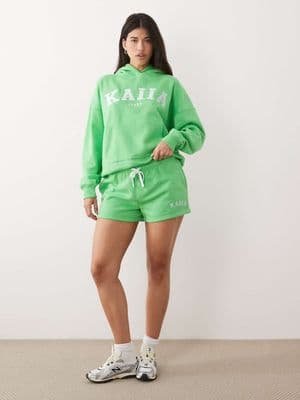 Kaiia Sport cotton rich embroidered logo oversized hoodie