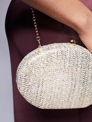 True Decadence round structured woven clutch bag