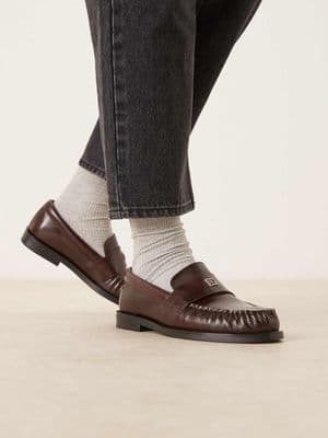Calvin Klein Jeans hardware leather round loafers