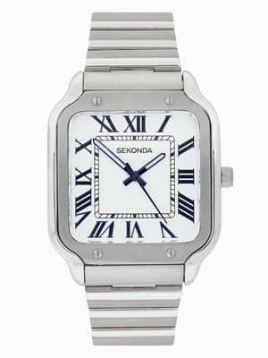 Sekonda Rene 39mm mens square silver analogue watch