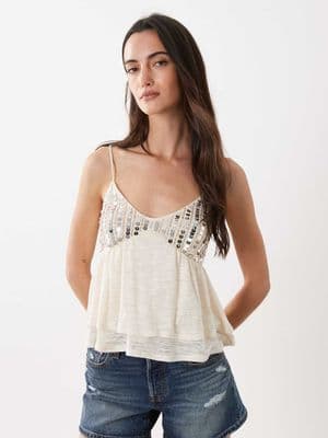 Miss Selfridge festival sequin detail babydoll cami top