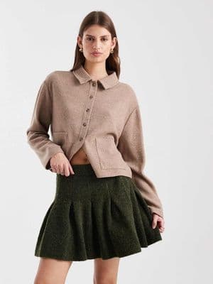 Miss Selfridge pleated knit mini skirt