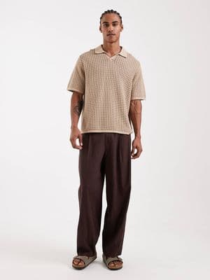 Jack & Jones split neck knit polo shirt
