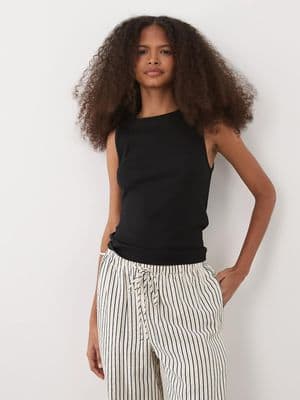 Mango cotton rich ribbed racer tank top
