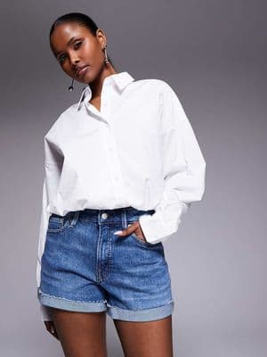 Good American good girlfriend denim shorts