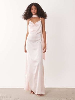 JDY cowl neck satin maxi dress