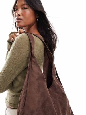 PASQ faux suede slouch tote bag