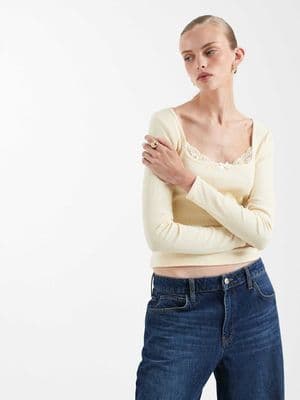 Miss Selfridge long sleeve rib knit top
