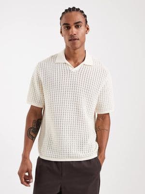 Jack & Jones split neck knit polo shirt