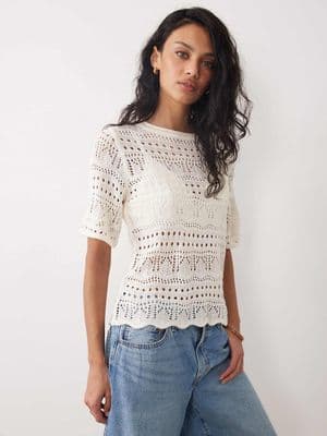 JDY crochet open knit half sleeve top