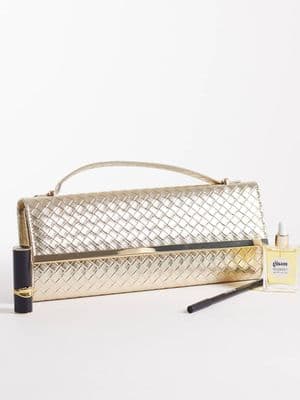 True Decadence woven detail elongated clutch bag