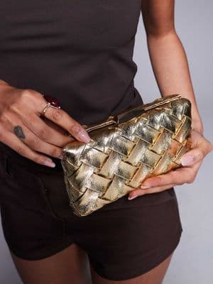 True Decadence structured woven clutch bag