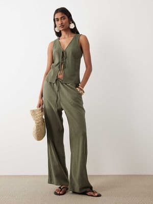 Miss Selfridge linen blend pull on pants