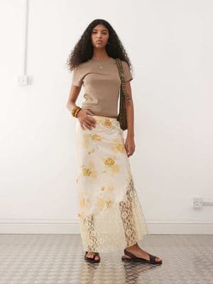 Reclaimed Vintage satin midi skirt