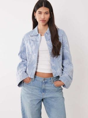 Gina Tricot embroidered denim shacket