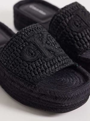 Calvin Klein Jeans raffia effect flatform espadrille sandals