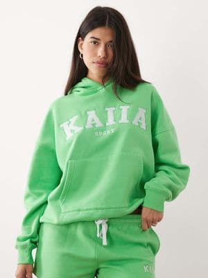 Kaiia Sport cotton rich embroidered logo oversized hoodie