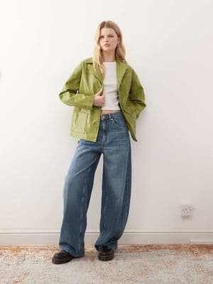Reclaimed Vintage boxy fit leather look blazer